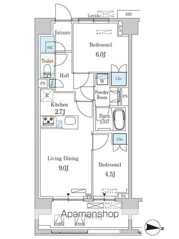 大田区東矢口のマンションの間取り