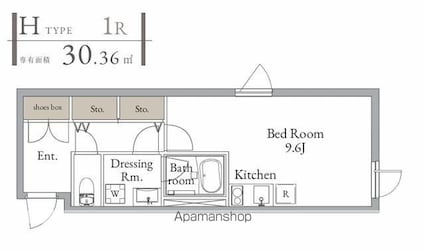 ＬｉｖｅＦｌａｔ西荻窪[1R/30.36m2]の間取図