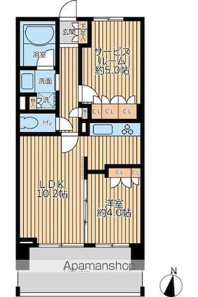 ドゥーエ両国Ⅱ[1SLDK/45.65m2]の間取図