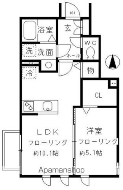 ＤＭ深沢２１６７[1LDK/37.67m2]の間取図