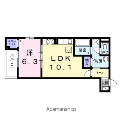 モンテリザイア紀和[1LDK/40.82m2]の間取図