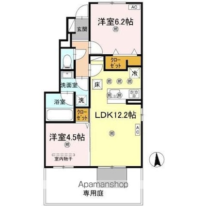 Ｄーｒｏｏｍ　ＳａｃｈｉＩＩＩ[2LDK/52.61m2]の間取図
