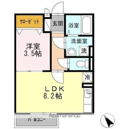 ひまわり[1LDK/32.37m2]の間取図