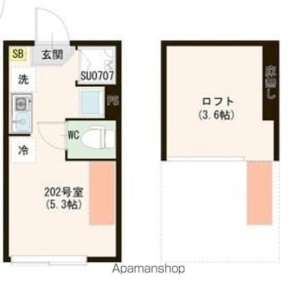 ハーモニーテラス上井草Ⅴ[1R/12m2]の間取図