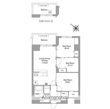 コンフォリア・リヴ豊洲キャナル[3LDK/71.57m2]の間取図