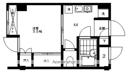朝日チェリーヒルズ上野町[1K/22.9m2]の間取図