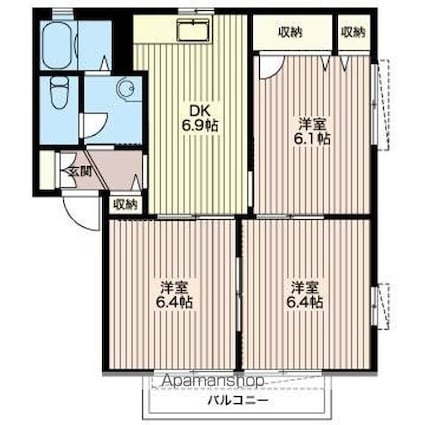 ミハラ・デュオＥ[3DK/54.93m2]の間取図