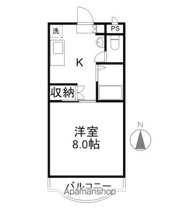 長野県長野市青木島町青木島乙[1K/25.6m2]の間取図