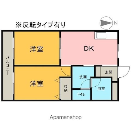 群馬県太田市石原町[2DK/44m2]の間取図