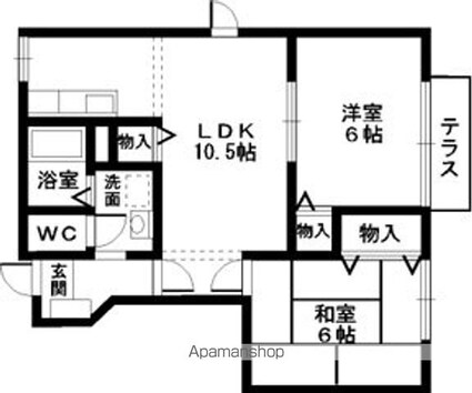 ラフィネ花水木[2LDK/53.51m2]の間取図