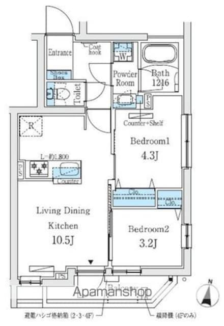 プライムブリス中野富士見町Ⅱ[2LDK/41.77m2]の間取図