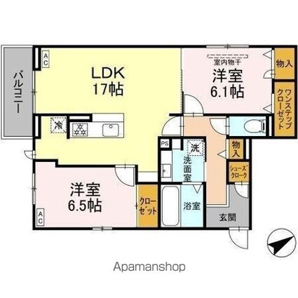 Ｒｕｅ加納本町[2LDK/70.52m2]の間取図