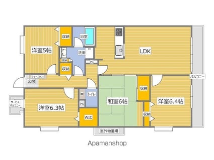 グランヴィ国母[1R/83.39m2]の間取図