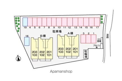ハイツ　コンチェルトＢ[1R/32.9m2]の配置図
