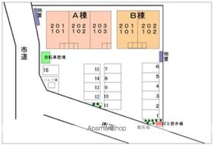 パレスティディオ長野　Ｂ[1LDK/46.49m2]の配置図