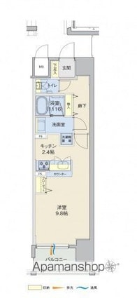 広島県広島市中区上幟町[1K/34.94m2]の間取図