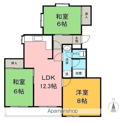 ヴィラ・スカイシップ[3LDK/72.54m2]の間取図