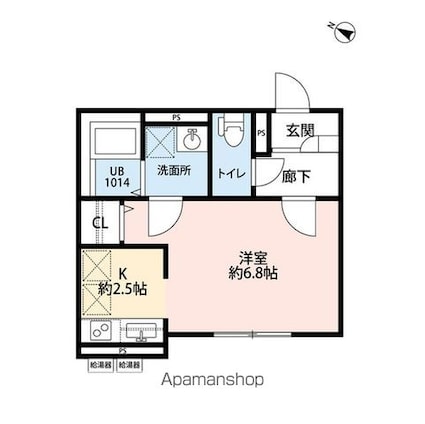 Ｃａｒｉｎｏ７[1K/26.24m2]の間取図
