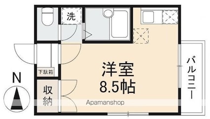 グランドハイツ増田[1R/22.35m2]の間取図