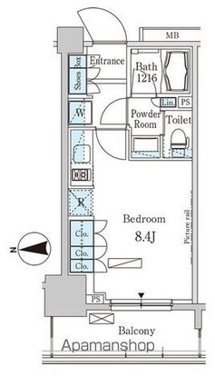 パークアクシス木場[1R/25.02m2]の間取図