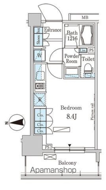 パークアクシス木場[1R/25.02m2]の間取図