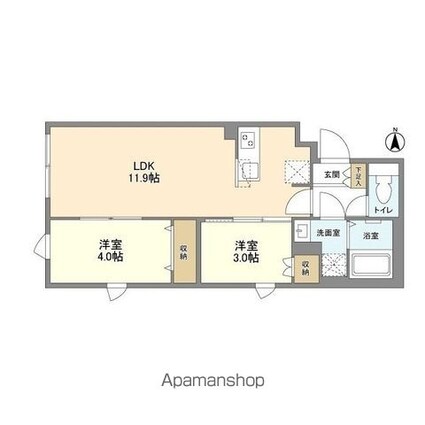 ウェルスクエア笹塚Ⅱ[2LDK/41.73m2]の間取図
