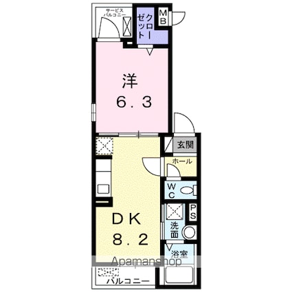 リベルテＦ・皐月[1LDK/34.08m2]の間取図