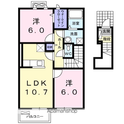ブルーアステール[2LDK/56.59m2]の間取図