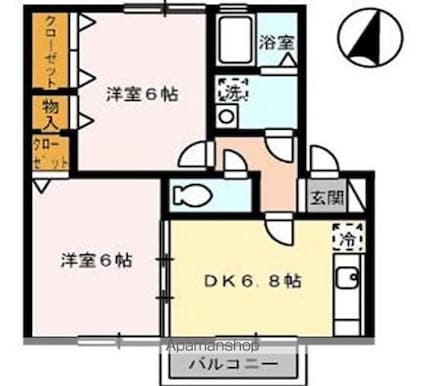 香川県高松市上林町[2DK/45.42m2]の間取図