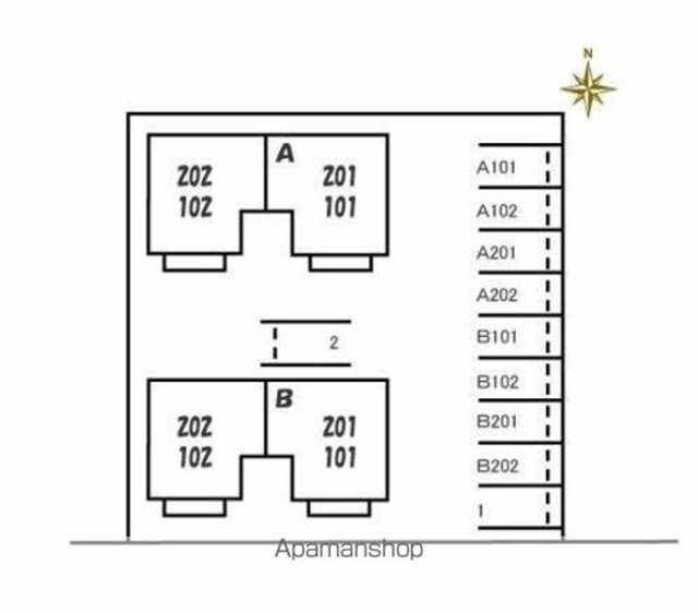 香川県高松市伏石町[2K/43.75m2]の配置図