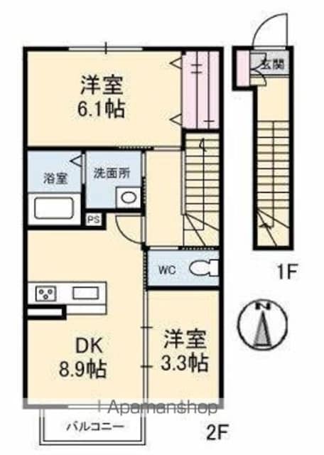 香川県高松市春日町[2DK/49.34m2]の間取図