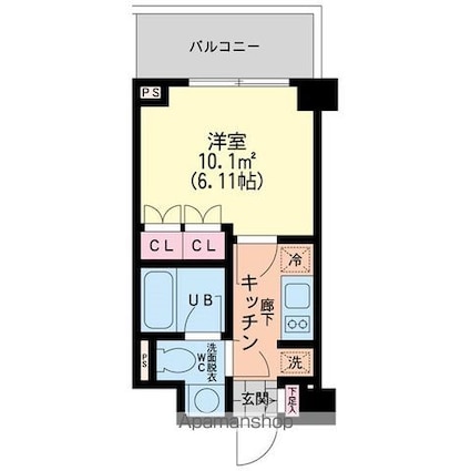 東京都中野区本町６丁目[1K/21.74m2]の間取図