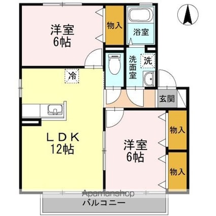 エスペランサＴＡＴＳＵＭＩ[2LDK/55.44m2]の間取図