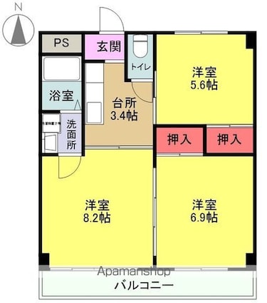 Ｂｅｌｌａ　Ｖｉｓｔａ[3K/50.82m2]の間取図