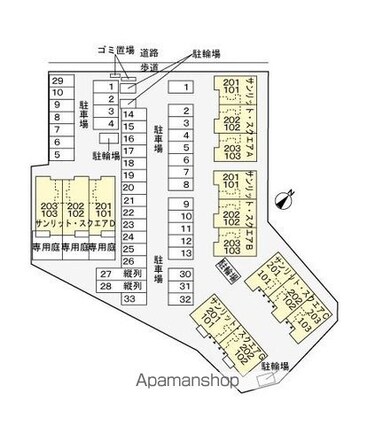 サンリット・スクエアＧ[2LDK/61.27m2]の駐車場