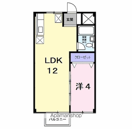 シティーハイツ奈良橋[1LDK/33.12m2]の間取図