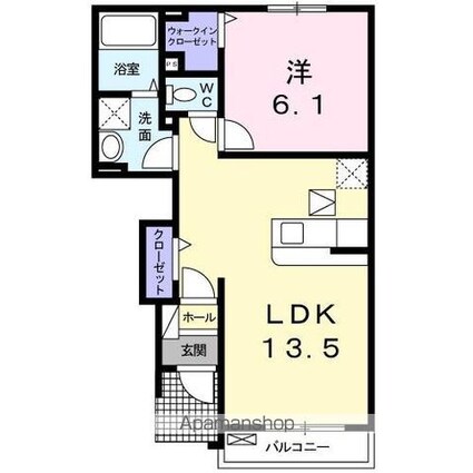 チャーフル・Ⅰ[1LDK/44.7m2]の間取図