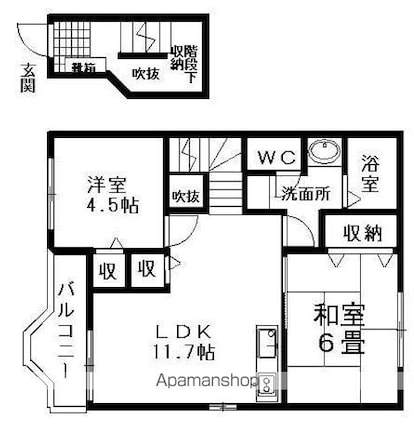 フォンテーヌ・ＫＭ[2LDK/58.12m2]の間取図