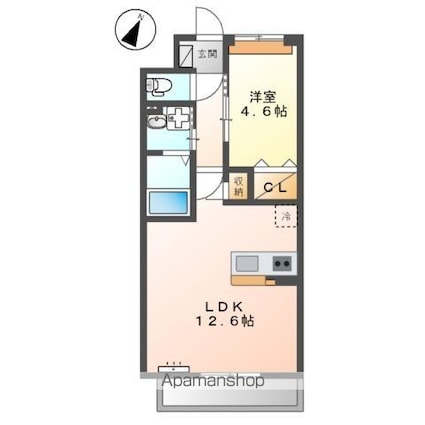 カルムメゾン目黒[1LDK/41.4m2]の間取図
