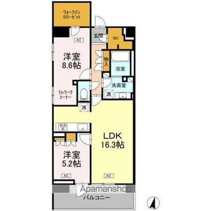 ロイヤルパークス仙台青葉通[2LDK/73.54m2]の間取図