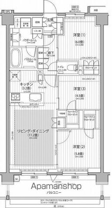 東京都小金井市東町４丁目[3LDK/70.3m2]の間取図