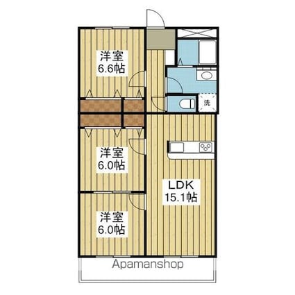 ブライム北斎院[3LDK/75m2]の間取図