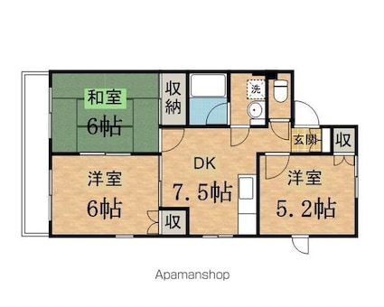 フィルコート稲馬[3DK/52.99m2]の間取図