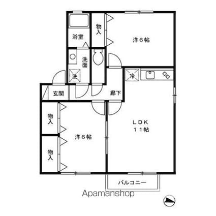 セジュール巴[2LDK/55.44m2]の間取図