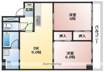 グレーシア庚午[2DK/53m2]の間取図