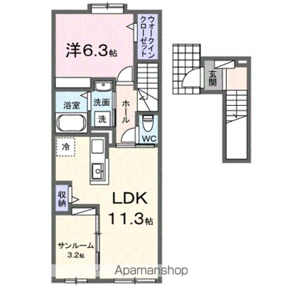 ガジュマル[1LDK/50.74m2]の間取図