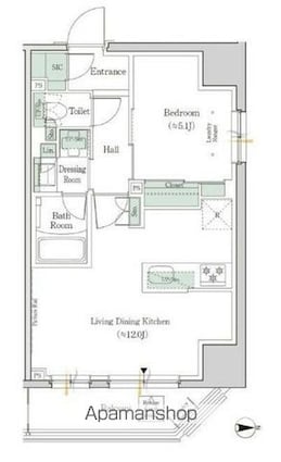 ワンルーフレジデンス新御徒町[1LDK/40.4m2]の間取図