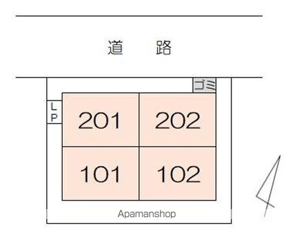 香川県高松市西宝町１丁目[1LDK/29.37m2]の配置図