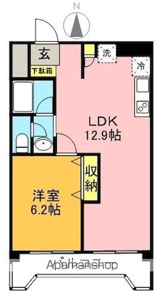 ソーワ梅丘マンション[1LDK/46.71m2]の間取図