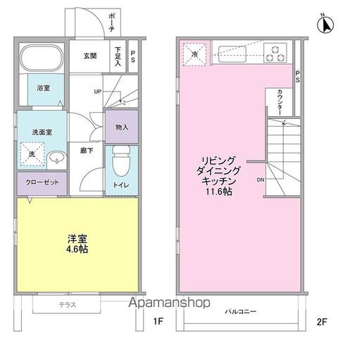 桜プレイスⅡ 106 ｜ 東京都世田谷区桜上水２丁目15-23（賃貸アパート1LDK・1階・42.86㎡） その2